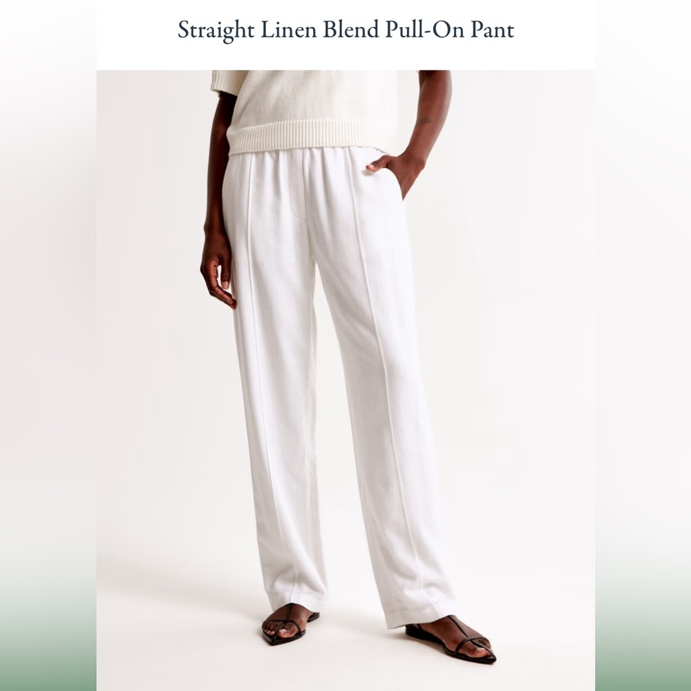 NWT Abercrombie & Fitch Straight Linen Blend Pull-On Pant
